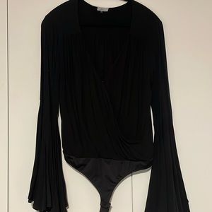 Black Bell Sleeve Bodysuit